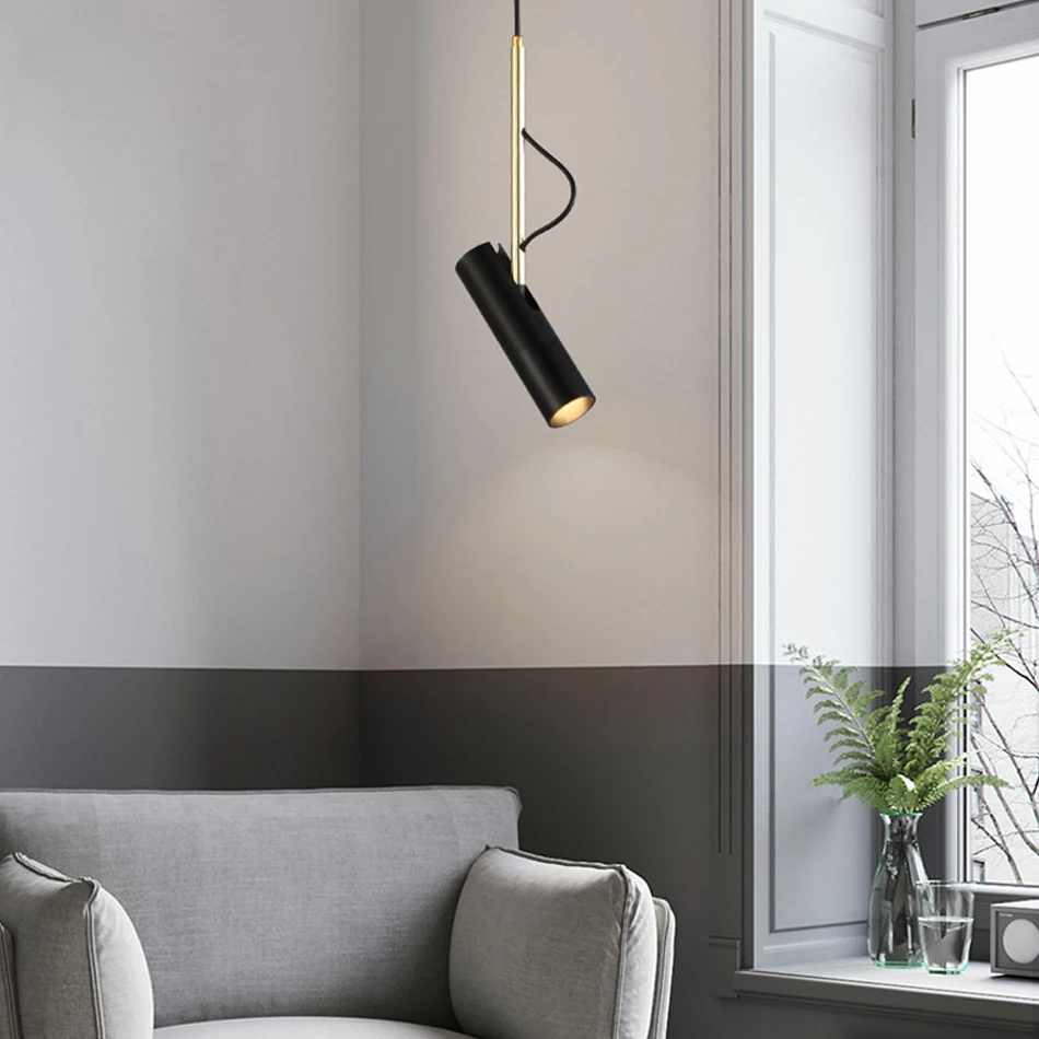 Nordic lampa wisząca główna sypialnia czarne lampy Led Art Deco 7W oświetlenie punktowe kierunek salonu regulowane wiszące lampy sufitowe