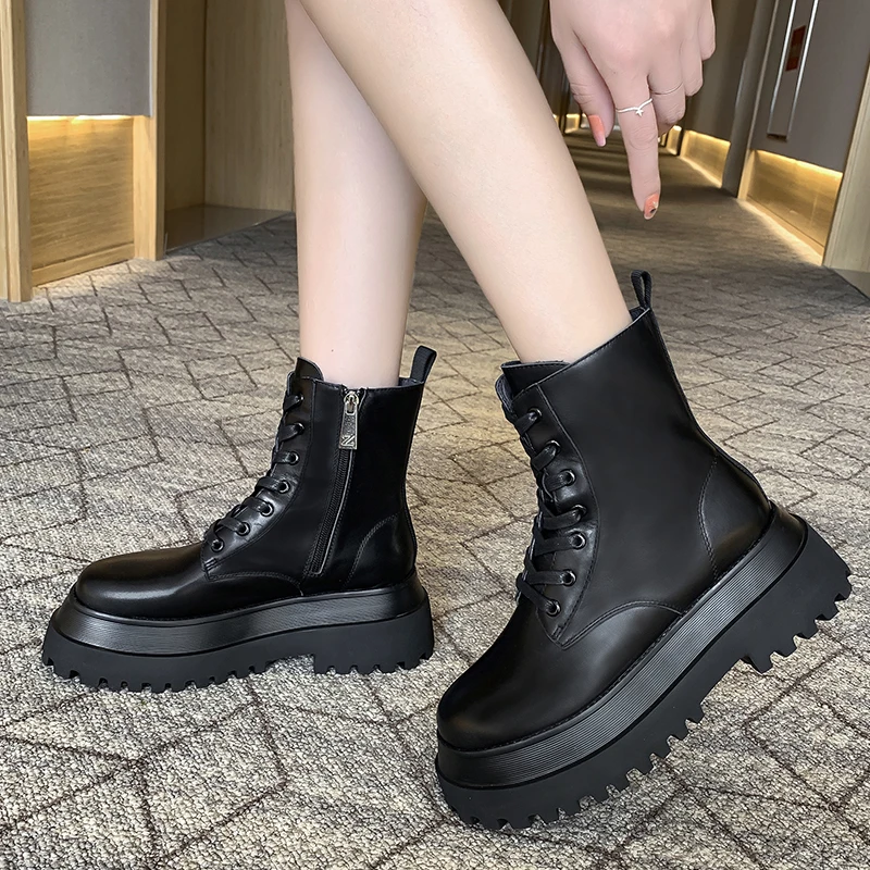 Short Boots Women\'s 2021 New Winter Solid Color Women Shoes Thin Single Women Boots Breathable Platform Shoes Shoes for Women