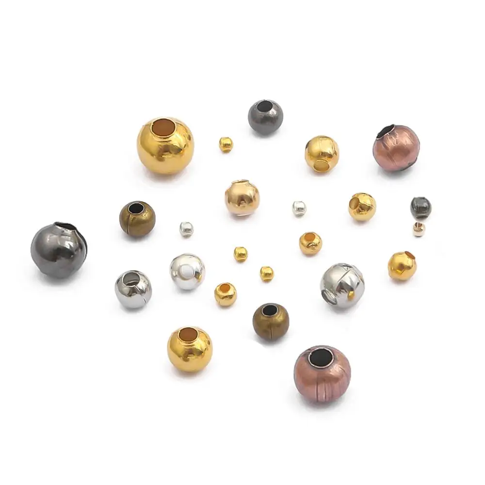 100-500Pcs/lot Gold Silver Color Round Spacer Beads Ball End Seed Metal Loose Beads For DIY Jewelry Making Findings Accessories