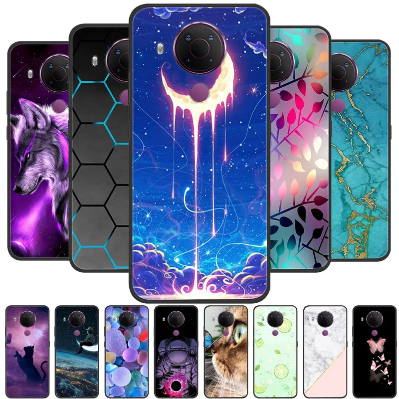 For Nokia 5.4 Case Soft TPU Silicone Cartoon Back Cover for Nokia 5.4 Phone Cases TPU Coque for Nokia5.4 Black Bumper Fundas