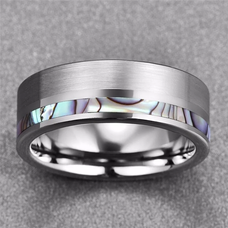 

8mm Men Silver Colour Stainless Steel Ring Drawn Tungsten Steel Ring Engagement Wedding Band Creative Birthday Gifts Jewelry