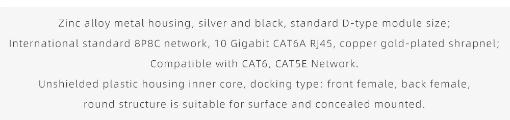 Metall-D-Typ RJ45 Netzwerkmodul RJ45 CAT6 CAT6A Gigabit 10GE Runder D-Typ Crimpanschluss RJ11 4-polige Telefonbuchse – Detail 15