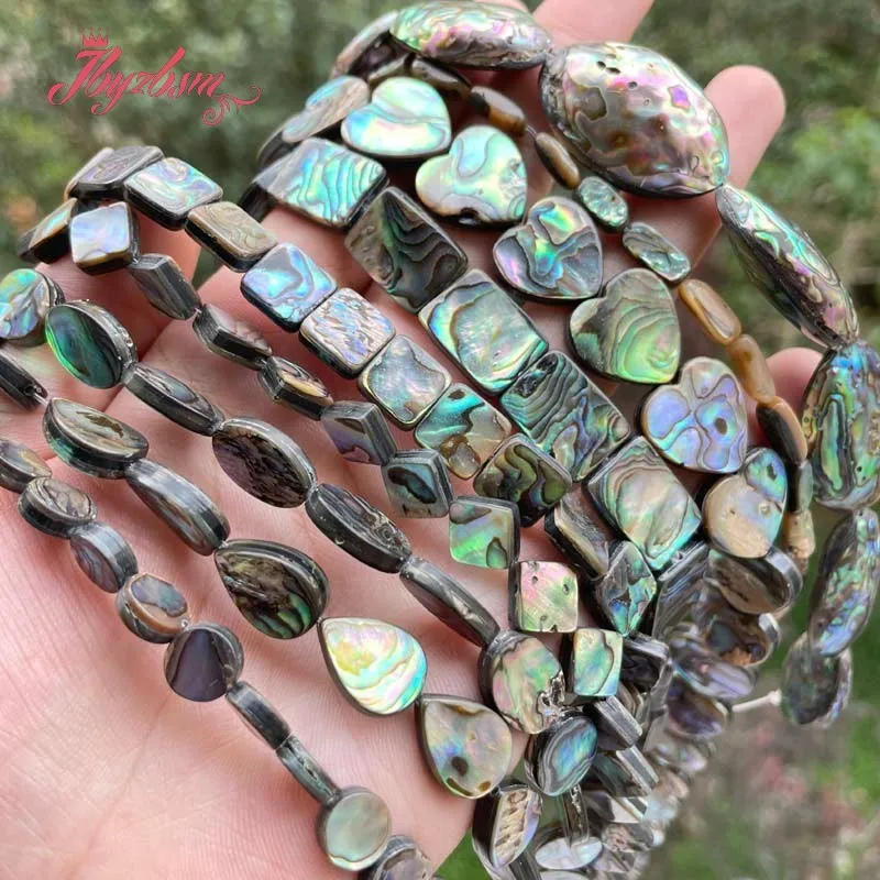 Natural Abalone Shell Multicolor Stone Loose Spacer Beads for DIY Necklace Bracelet Rings Earrings Jewelry Making Strand 15\