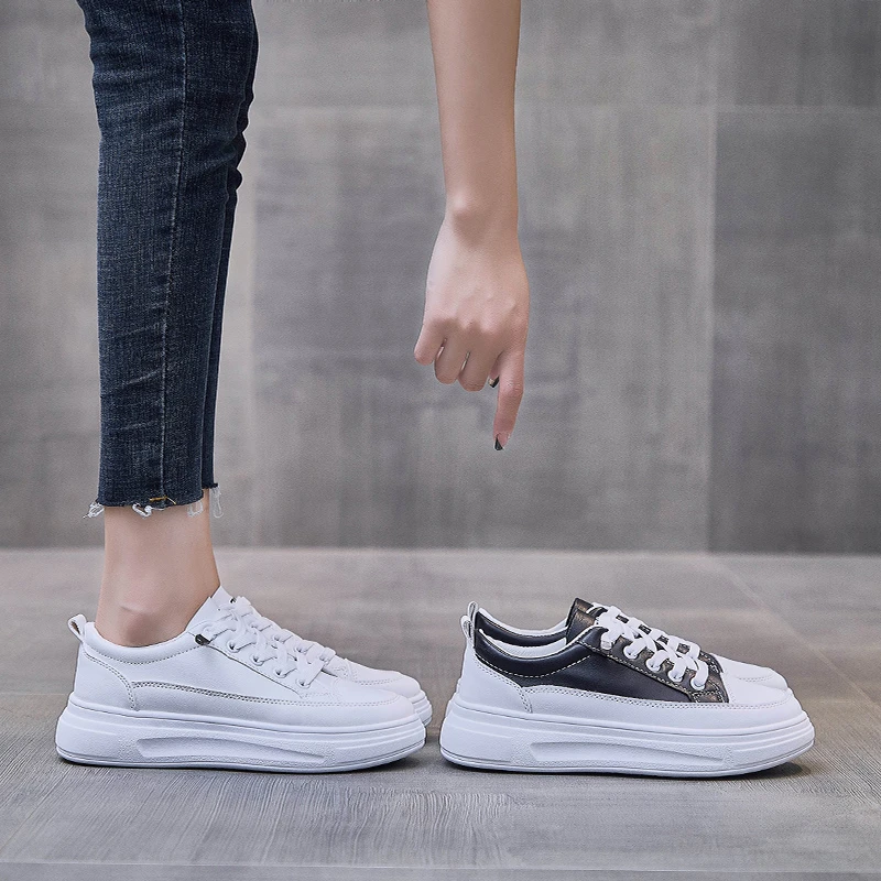 Zapatos de plataforma blancos, Zapatillas de deporte para Mujer, zapatos vulcanizados, tendencias de moda, zapatos deportivos informales para Mujer, Zapatillas planas para Mujer 2021