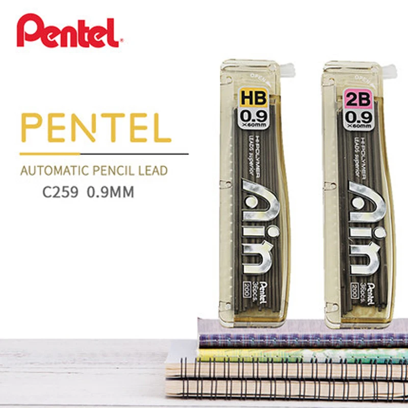 3pcs Pentel C259 high polymer crack resistance 0.9mm HB / 2B mechanical pencil lead super hard pencil lead