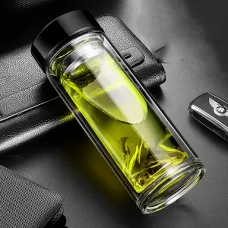 300ml Commercial Double High Temperature Borosilicate Glass Teapot DIY Sports Bottle Stainless Steel Filter Thermos