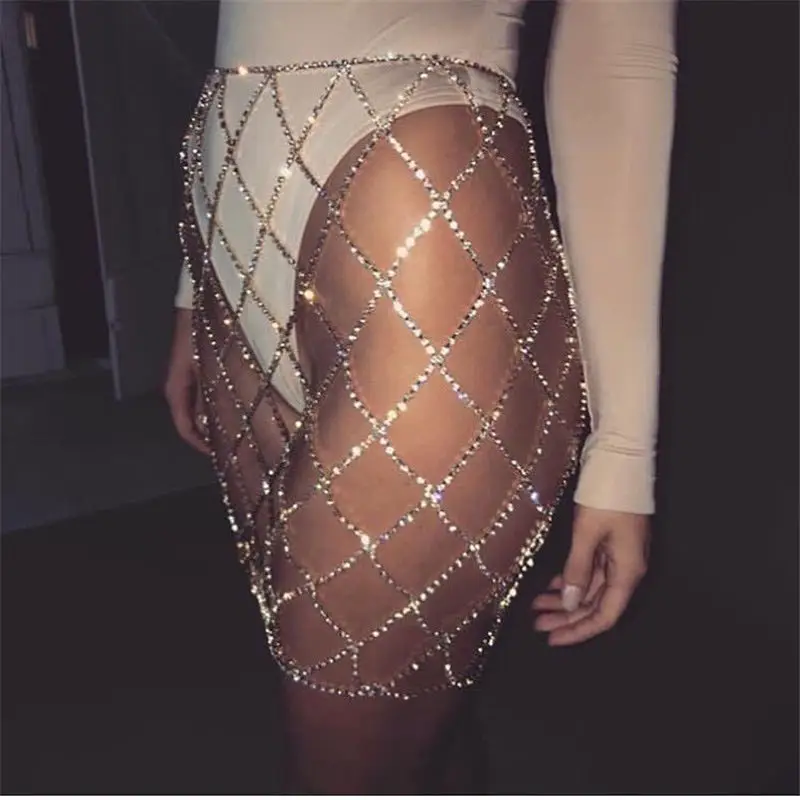Classic fashion mesh Rhinestone waist chain sexy crystal women's skirt waist chain leg chain skirt accessories