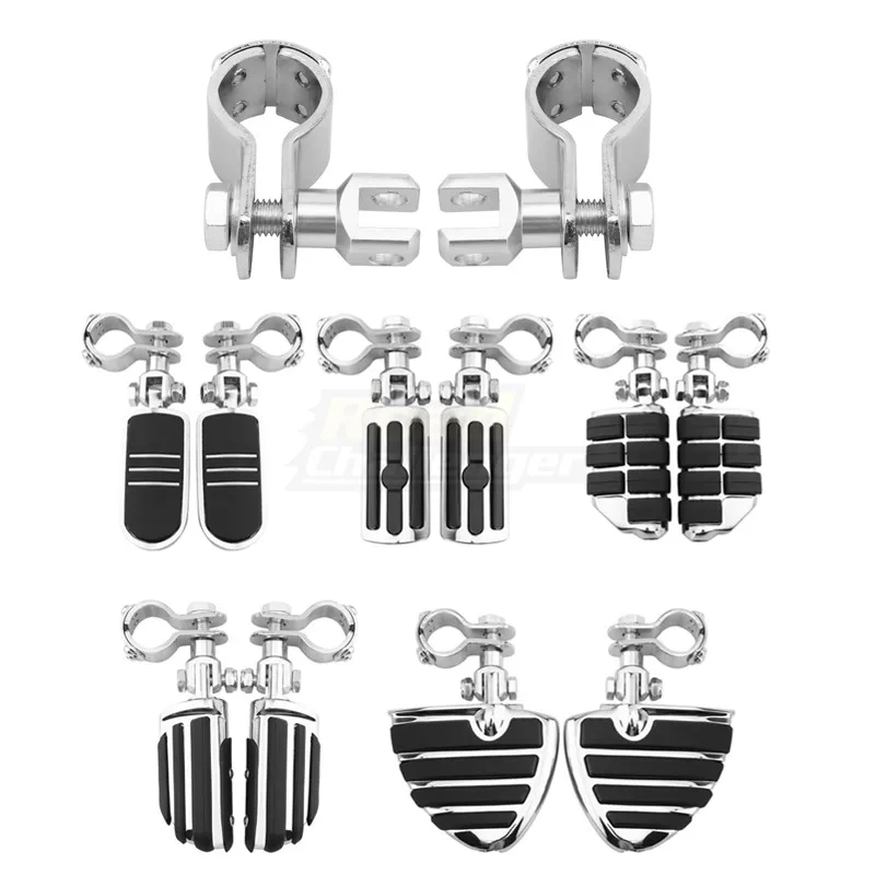 

Chrome Motorcycle Highway Crash Bar Clamp Footpeg Engine Guard Foot Pegs For Harley For Custom Cafe Racer For Honda Yamaha