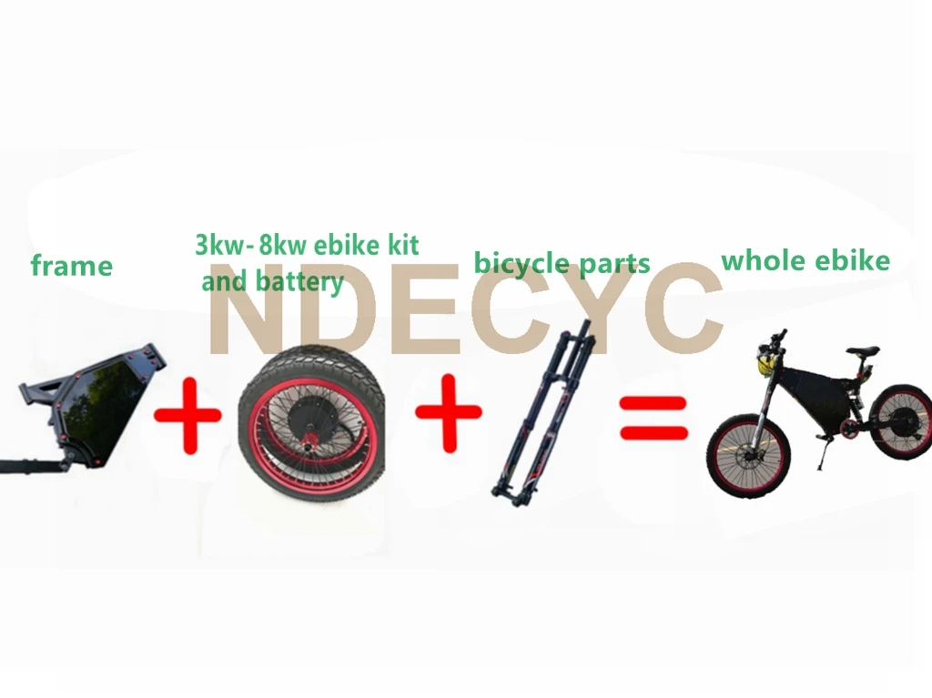 US Stock NBpower Enduro Ebike Frame, Black Stealth Bomber Frame for 3000W/ 5000W/8000W Motor Electric Bicycle Inside Battery