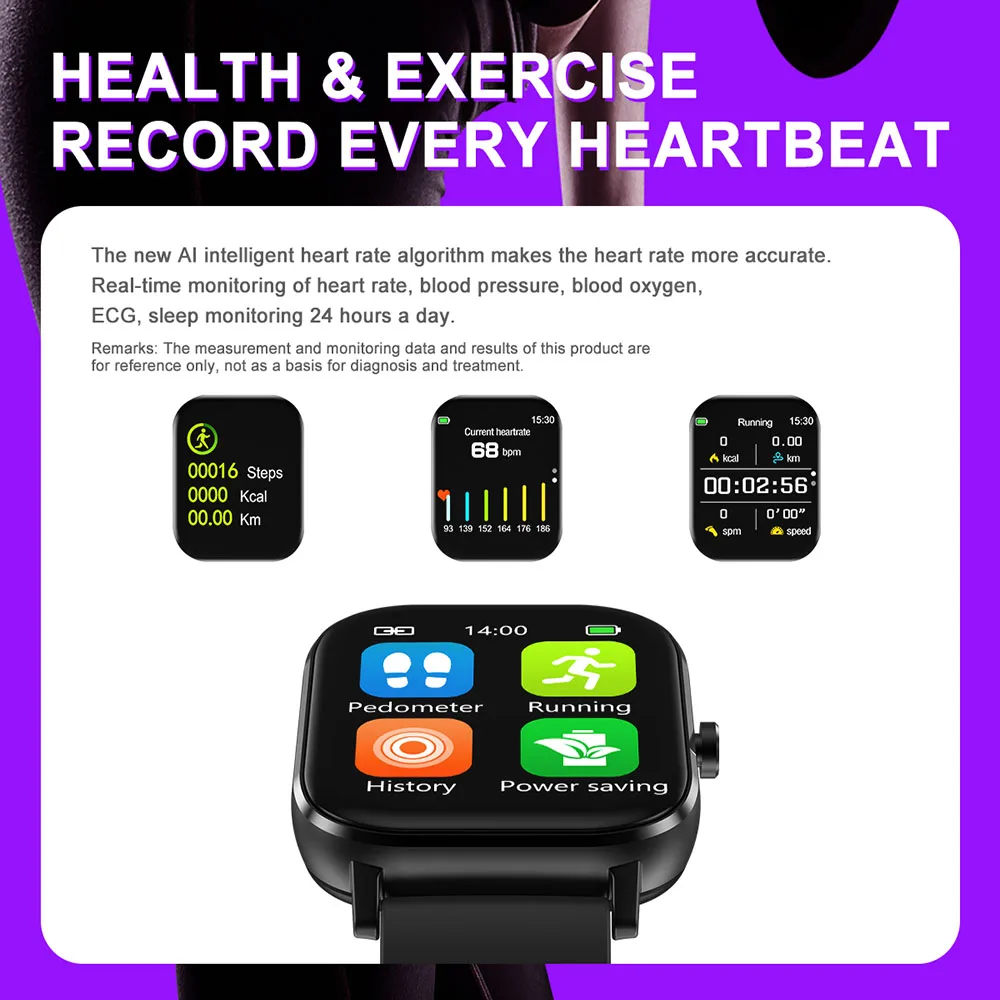 2021 Smart Watch Men 1.54 inch Bluetooth Call Full Touch Heart Rate blood pressure Monitor Smartwatches PK P8 IWO Phone Watch