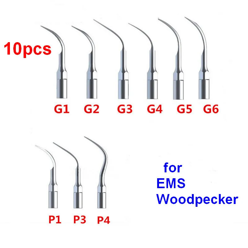 

10pcs G1 G2 G3 G4 G5 G6 P1 P3 P4 dental scaler tips ultrasonic tip dentist for EMS & Woodpecker