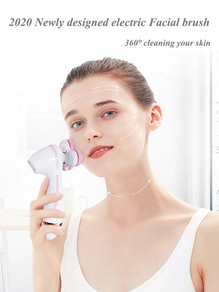 3D V Face Lift Facial Cleansing Brush Electric Face Care Cleanser Brush Blackhead Remover Acne Pore Cleanser Machine, Waterproof