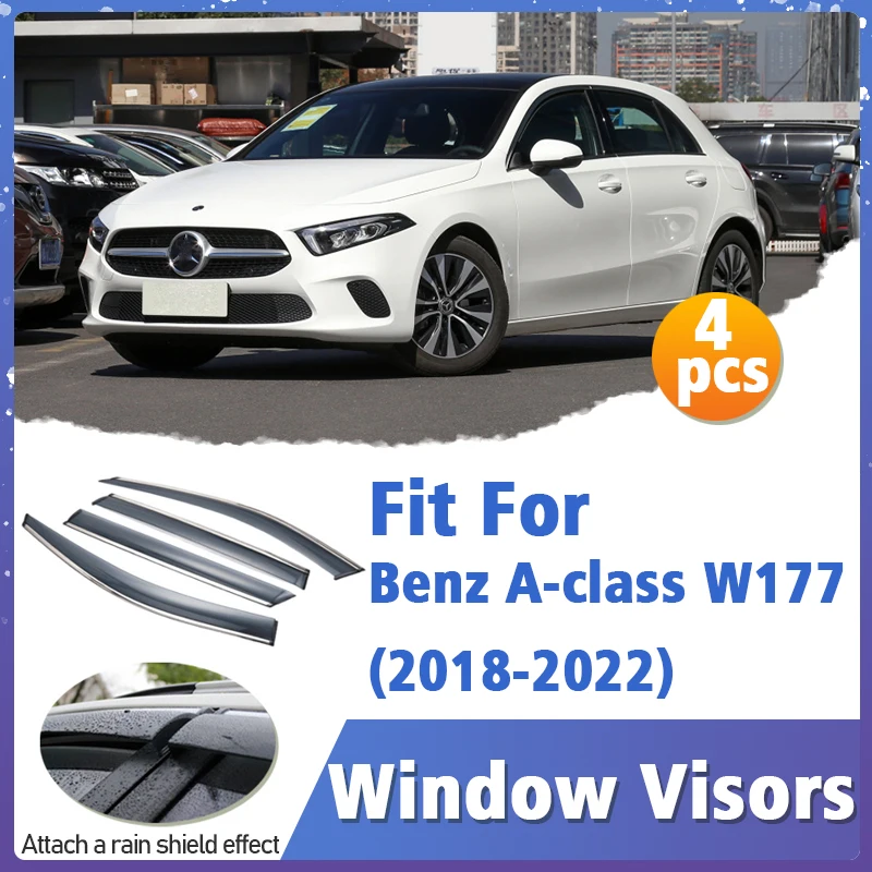 

Window Visors Guard for Benz A-class W177 2018-2022 Cover Trim Awnings Shelters Protection Guard Deflector Rain Rhield 4pcs