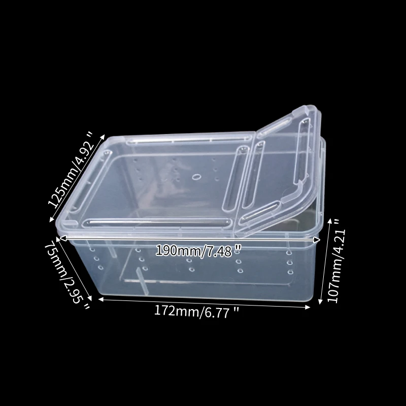 Transparent Plastic Box Insect Reptile Transport Breeding  turtle tank Breeding box for spiders, lizards, snakes and frogs