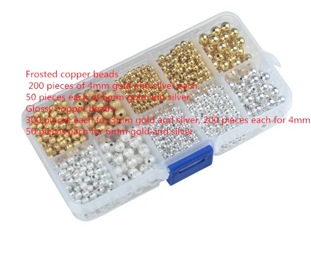 

3 4 6mm box Beads Copper Ball Frosted beads Crimp End Stopper Spacer For DIY Jewelry Making Findings Wholesale