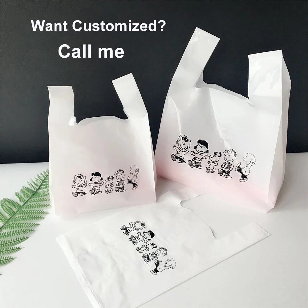 

Restaurant Take Out Plastic Bag Pizza Packing Bag Cake Gifts Bag Plastic Organizer Shopping Bag Can Be Customized Logo