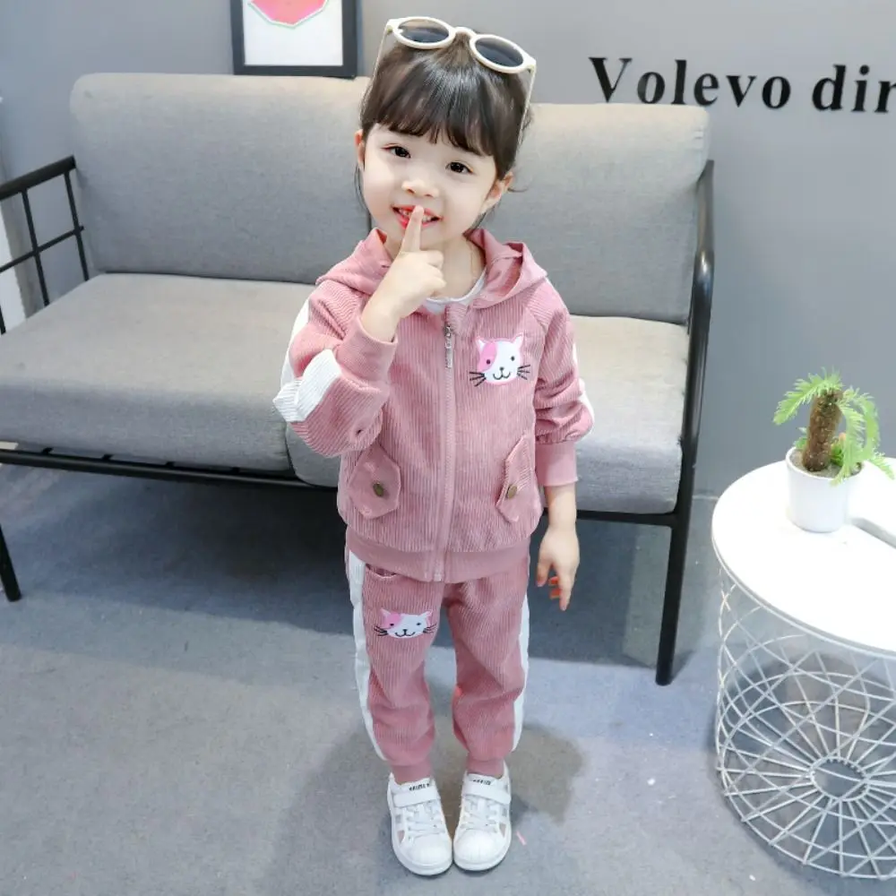 Girls Clothes Set  toddler Girls clothing Suit top+Pants 2 Pcs Spring cat Children\'s Set Teen Girls Clothes Suit 2 3 4 6 Years