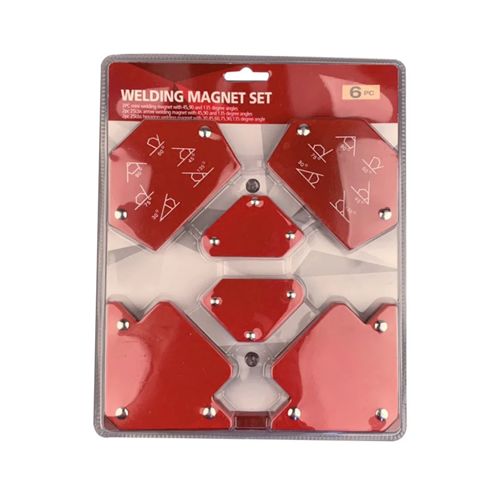 6pcs/set Welding Magnets Magnetic Fixed Multi-Angle Tools Holder Arrows 75lb/50lb/25lb 3/4/5inch Solder Locator 2-sided brackets