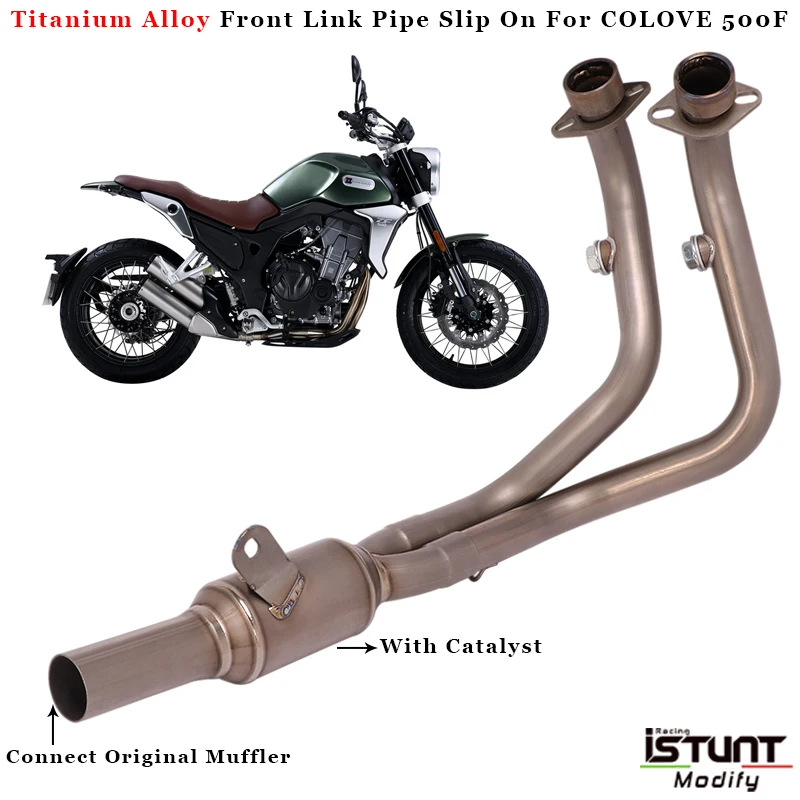 500F Link Tube Motorcycle Exhaust Modified Titanium Alloy Front Pipe Connect Original Muffler For COLOVE 500F