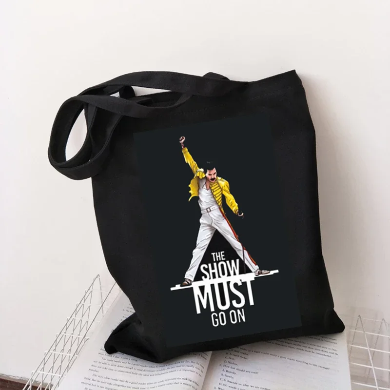 Freddie Mercury The Queen Band Funny Letters Shopping Bag Cute Shoulder Canvas Bags Harajuku Large Capacity Messenger Women Bags