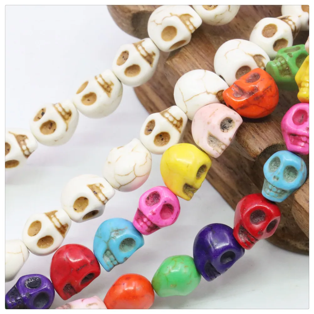 6X8/8X10/10X12mm White Multicolor Skull Turkey Turquoises Loose Beads For DIY Necklace Bracelet Jewelry Making Design Women Girl