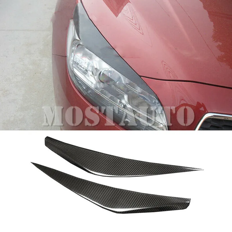

For Chevrolet Malibu MK8 Real Carbon Fiber Exterior Headlight Cover Eyelid Eyebrow Trim 2011-2015 2pcs Car Accessories
