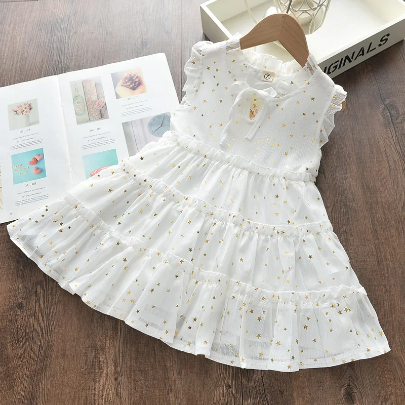 Girls Casual Dress 2020 Summer Fashion Girl Kids Party Dresses Sleeveless Star Toddler Children birthday Princess Clothes