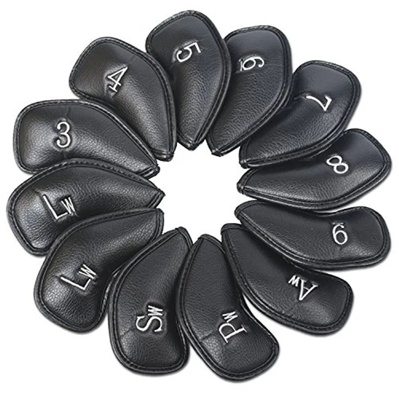 Synthetic Leather Golf Iron Head Covers 12 Pcs/Set High Quality Waterproof Durable Club Protect Headcovers