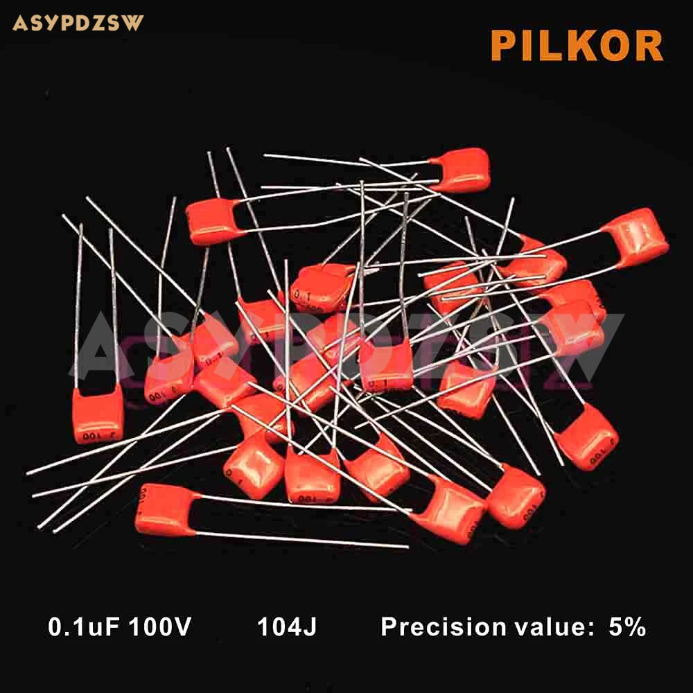 100 قطعة الأصلي PHI-PILKOR 0.1 فيلم فائق التوهج 104J 100V 5% مكبر للصوت غير القطبية مكثف