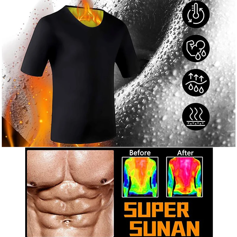 Men Sauna Suit Heat Trapping Shapewear Sweat Body Shaper Shirt Slimmer Sauna suits Neoprene Thermal Top Fitness Workout Shirt