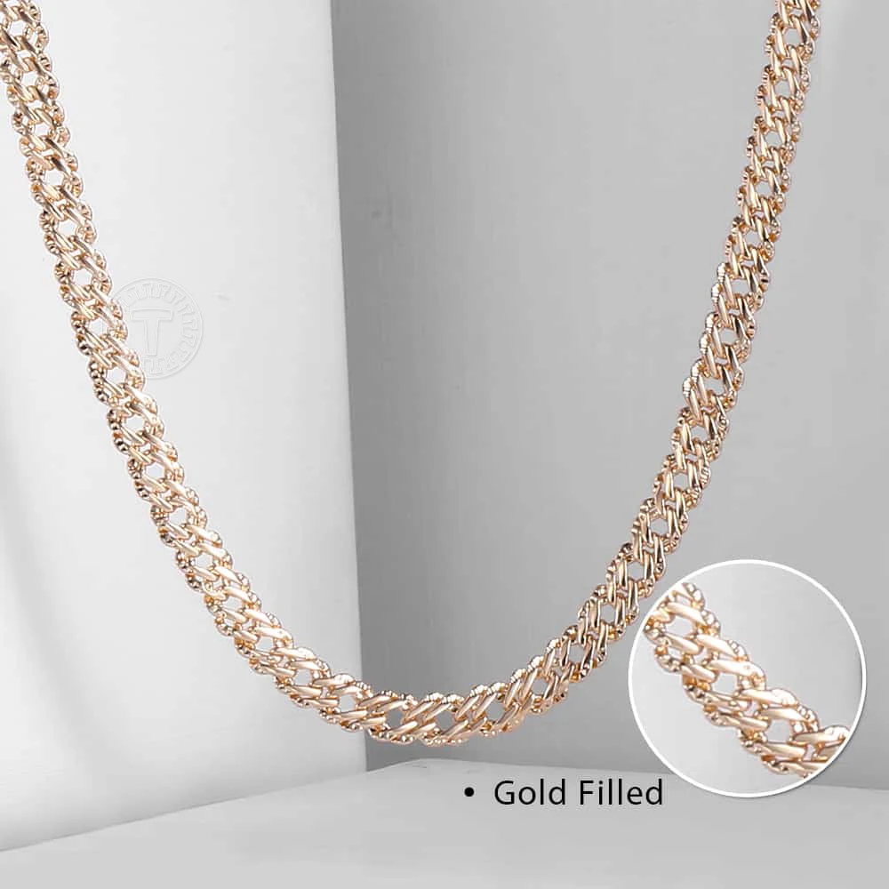 Vintage Necklace For Women Men 585 Rose Gold Color Venitian Curb Snail Foxtail Link Chains Necklaces Fashion Jewelry 5060cm CNN1 image 6