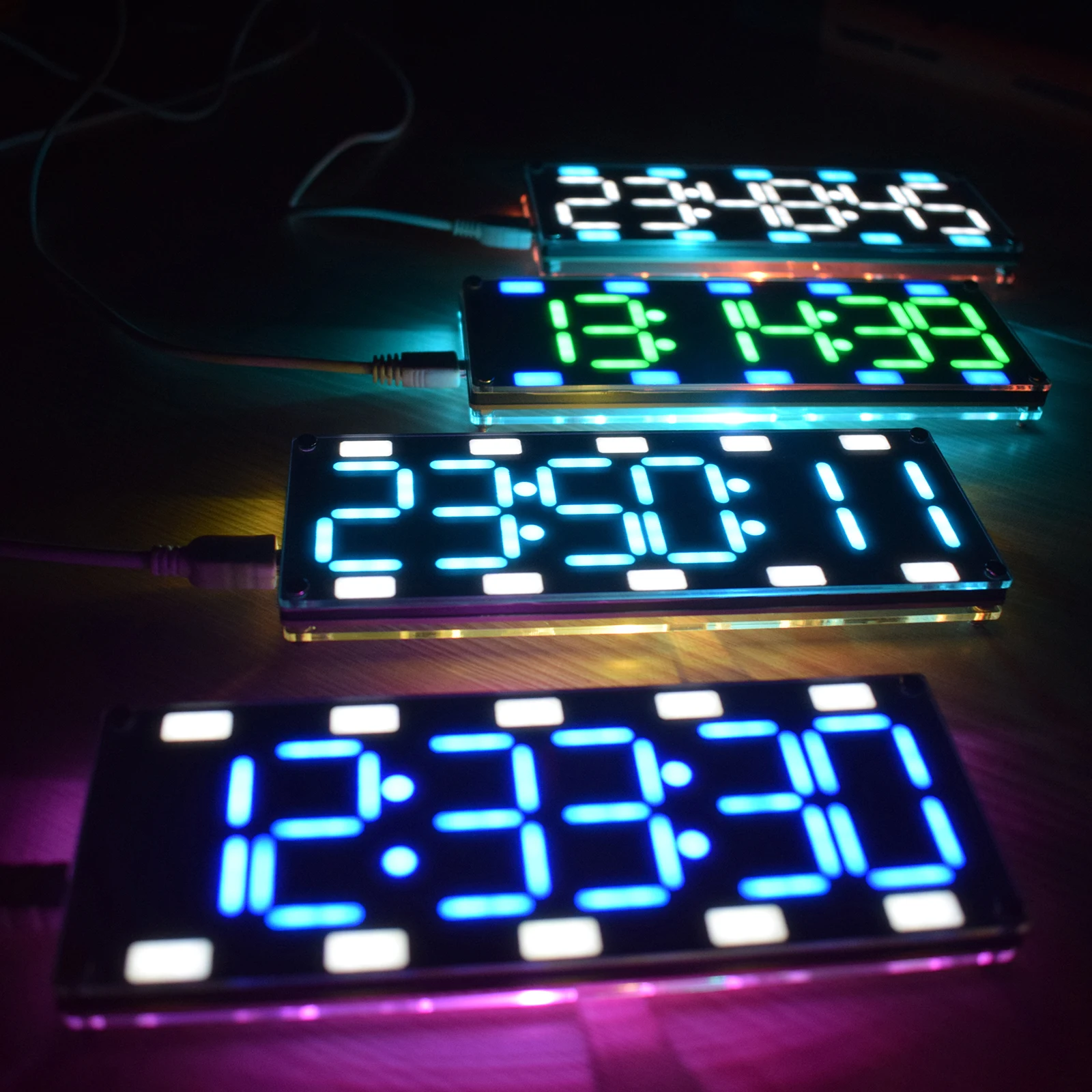 DIY 6 Digit LED Large Screen Two-Color Digital Tube Desktop Clock Kit Touch Control