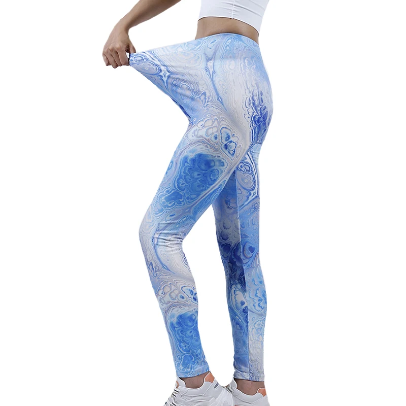 YRRETY Women Tie Dye Legging Fitness High Waist Push Up Sports Slim Sportswear Knitted Workout Running Ankle-Length New Bottom