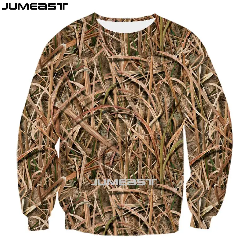 Jumeast Men Women 3D Sweatshirt Reed Camouflage Hunting Oversized Harajuku Long Sleeve T Shirt Spring Autumn Pullover Tops Tees