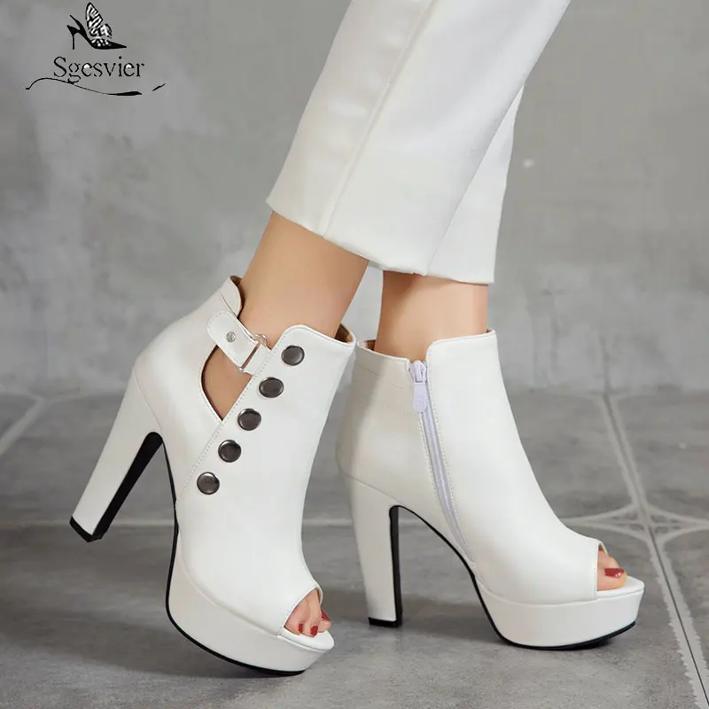 

Sgesvier 2021 Brand New Trendy Ankle Wrap Summer Fashion Peep Toe Platform Thick High Heels Woman Shoes Sandals Big Size 50