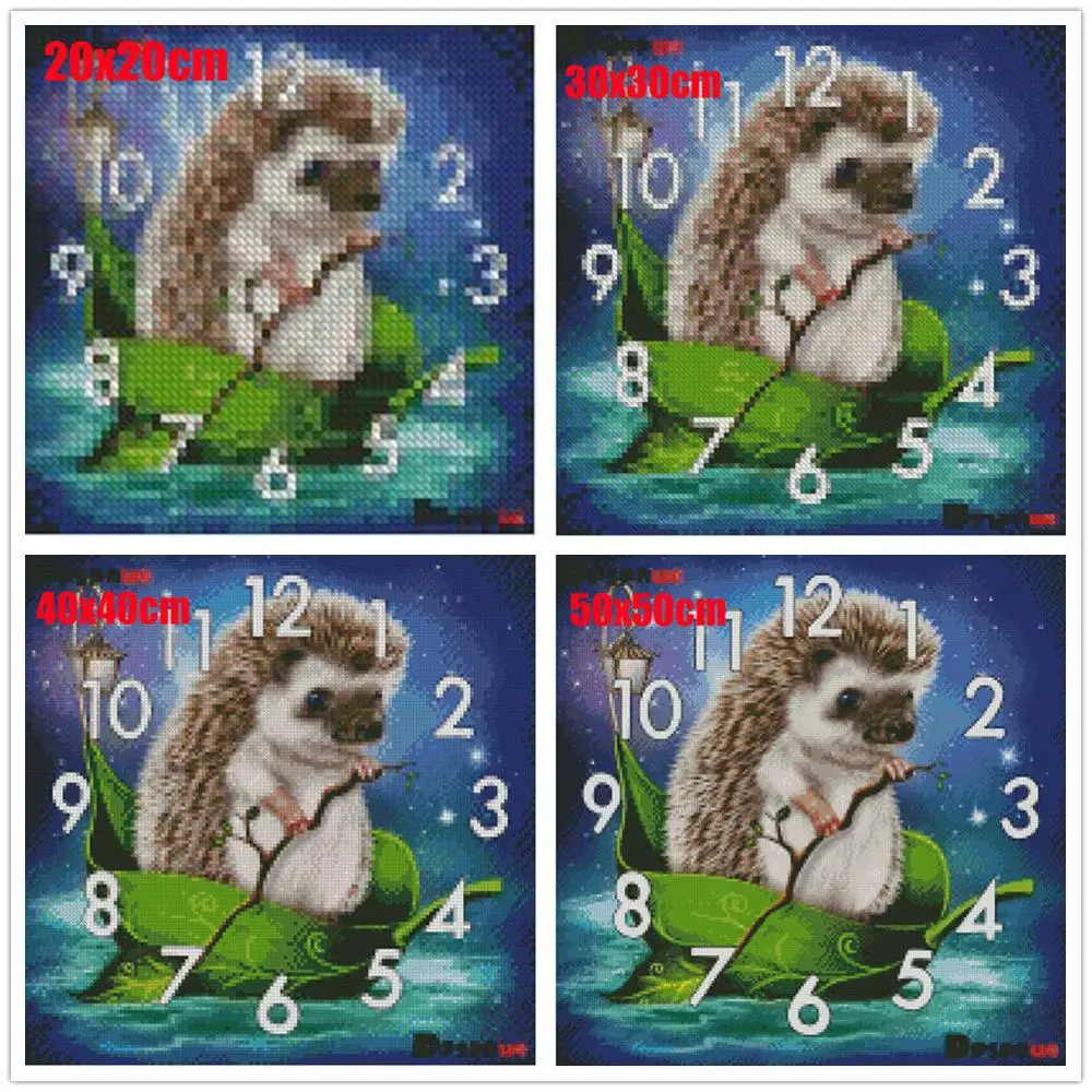 Full Drill Diamond Painting Kit Cross Stitch With Clock landscape Animal Lion Mosaic 5D Diy Square Round 3d Embroidery Gift Hj01