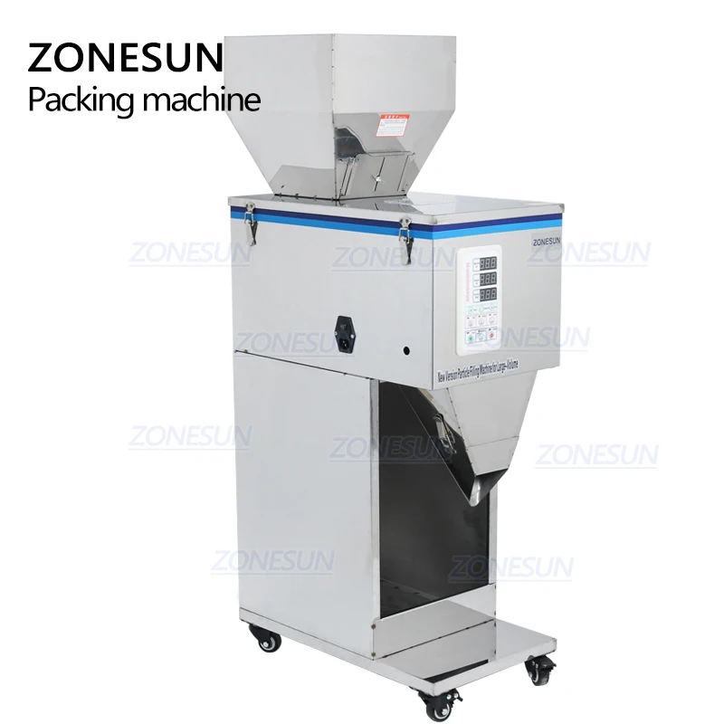 ZONESUN-máquina de Racking de alimentos para ZS-999, máquina de llenado de alimentos con pesaje de materiales en polvo Granular, 10-999g para semillas de granos de café