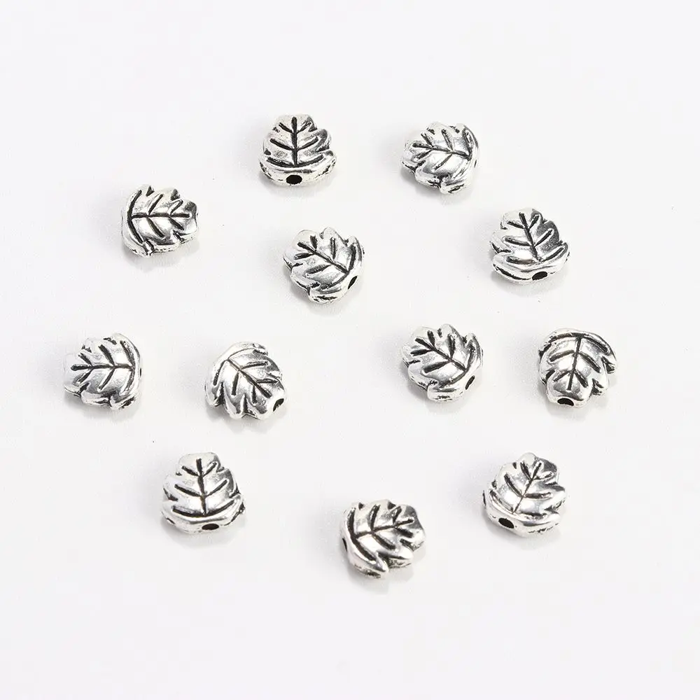 100 stücke Tibetischen Silber Blatt Spacer Lose Metall Perlen Für Schmuck Handmaking Diy Armband Halskette Perlen Zubehör Großhandel – Detail 4