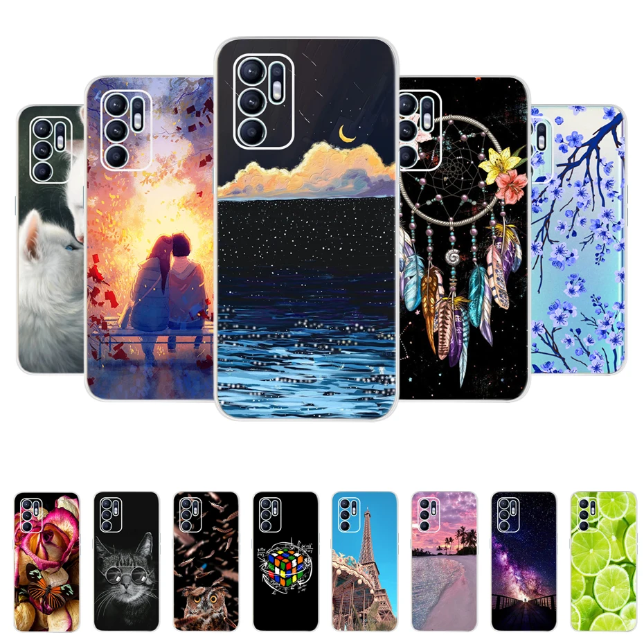 Soft Silicone Case For OPPO Reno6 (Reno 6 4G) CPH2235 Phone Case Printing Transparent TPU Back Cover For Oppo Reno6 5G CPH2251