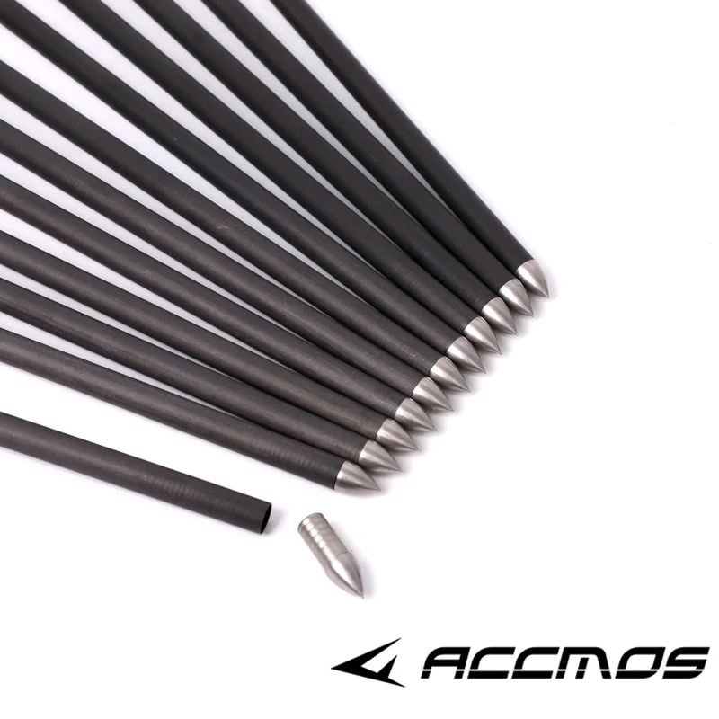 6/12pcs Pure Carbon Arrow Archery ID 9.8 MM Spine 150 200 250 300 350 For Recurve Compound Traditional Bow Indoor Shooting