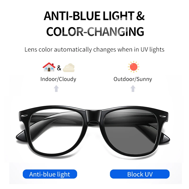 Photochromic Blue Light Blocking Glasses Men Women Clear Lens Computer Goggles Spectacles Eyeglasses Unisex Gaming Glasses UV400