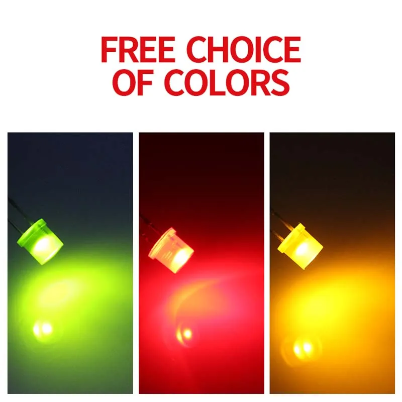 1000PCS 5mm flat head color long leg red yellow green LED with edge light-emitting diode