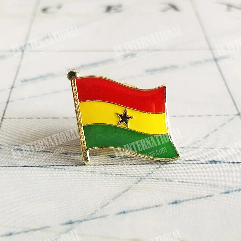 Ghana National Flag Crystal Epoxy Metal Enamel Badge Brooch  Collection Souvenir Gifts  Lapel Pins Accessories  Size1.6*1.9cm