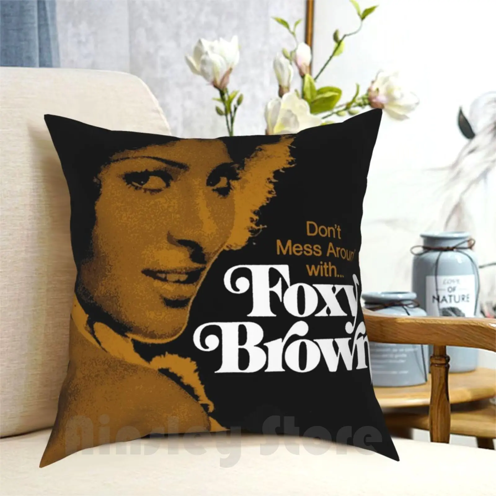 Foxy Brown Pillow Case Printed Home Soft Throw Pillow Foxy Brown Pam Grier Grindhouse Exploitation Movies Cult Movie