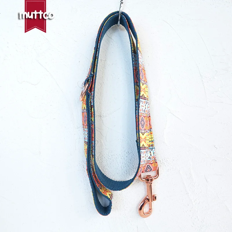 MUTTCO retailing handmade timeproof dog collar THE BOHEMIAN creative ethnic style dog leashes 5 sizes UDC050M