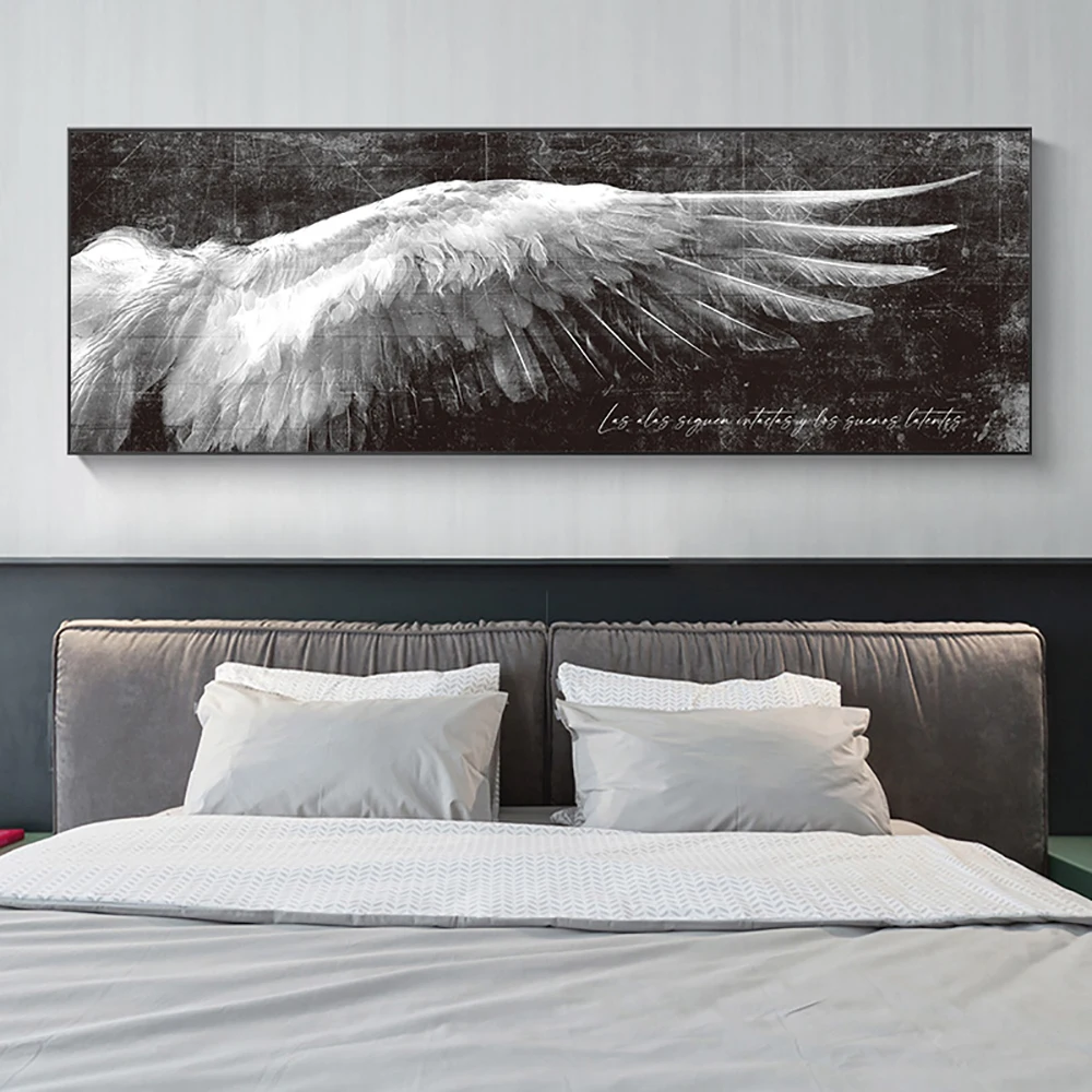 

Abstract White And Gray Angel Wing Painting Canvas Prints And Posters Wall Art For Home Decoration Nordic Poster Artwork