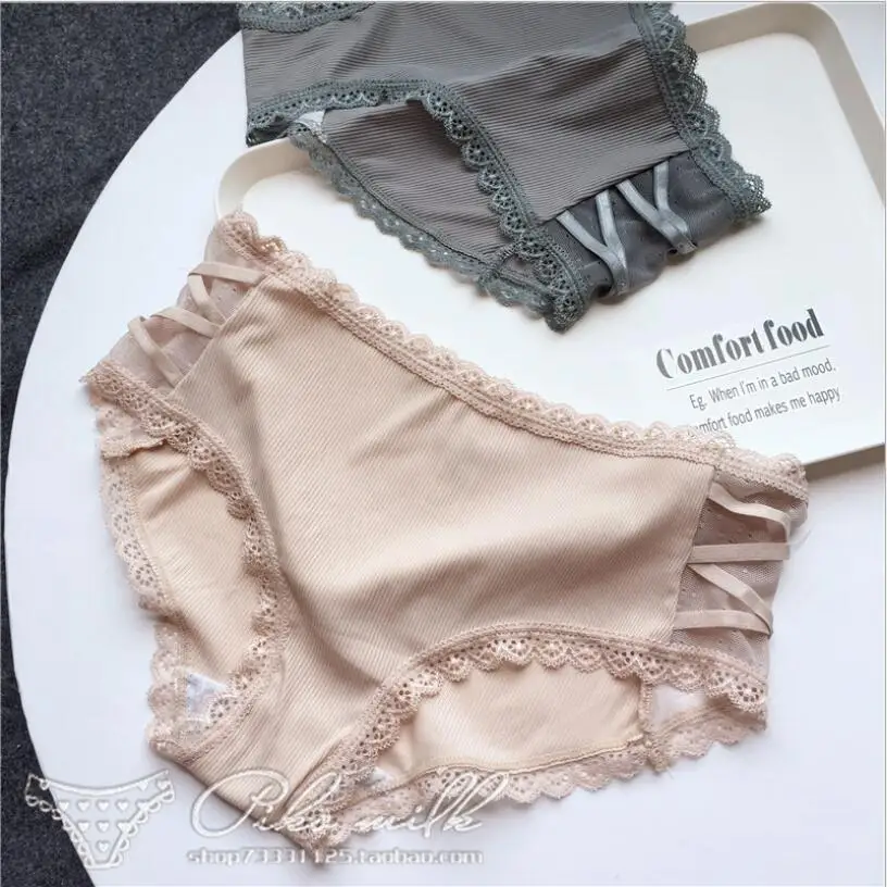 

Lovely Cross Sexy Panties Ice Silk Floral Lace Women Underwear Seamless Briefs Female Transparent Lingerie Simple Panty S1281