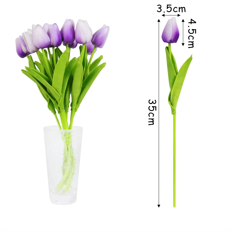 10pcs Artificial Flowers Real Touch Tulips Wedding Bouquets Flowers Fake PU Tulips for Wedding Decoration Home Garden Decor