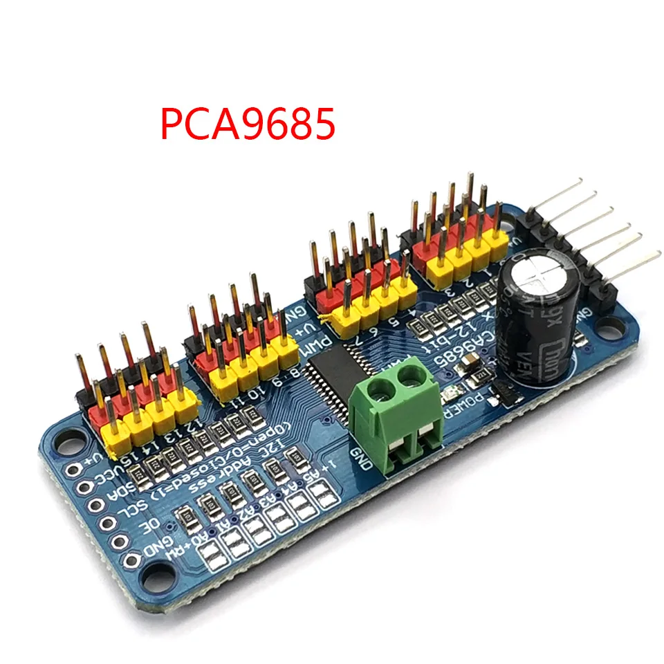 1 pces pca9685 16 canais 12-bit pwm servo motor driver i2c módulo robô