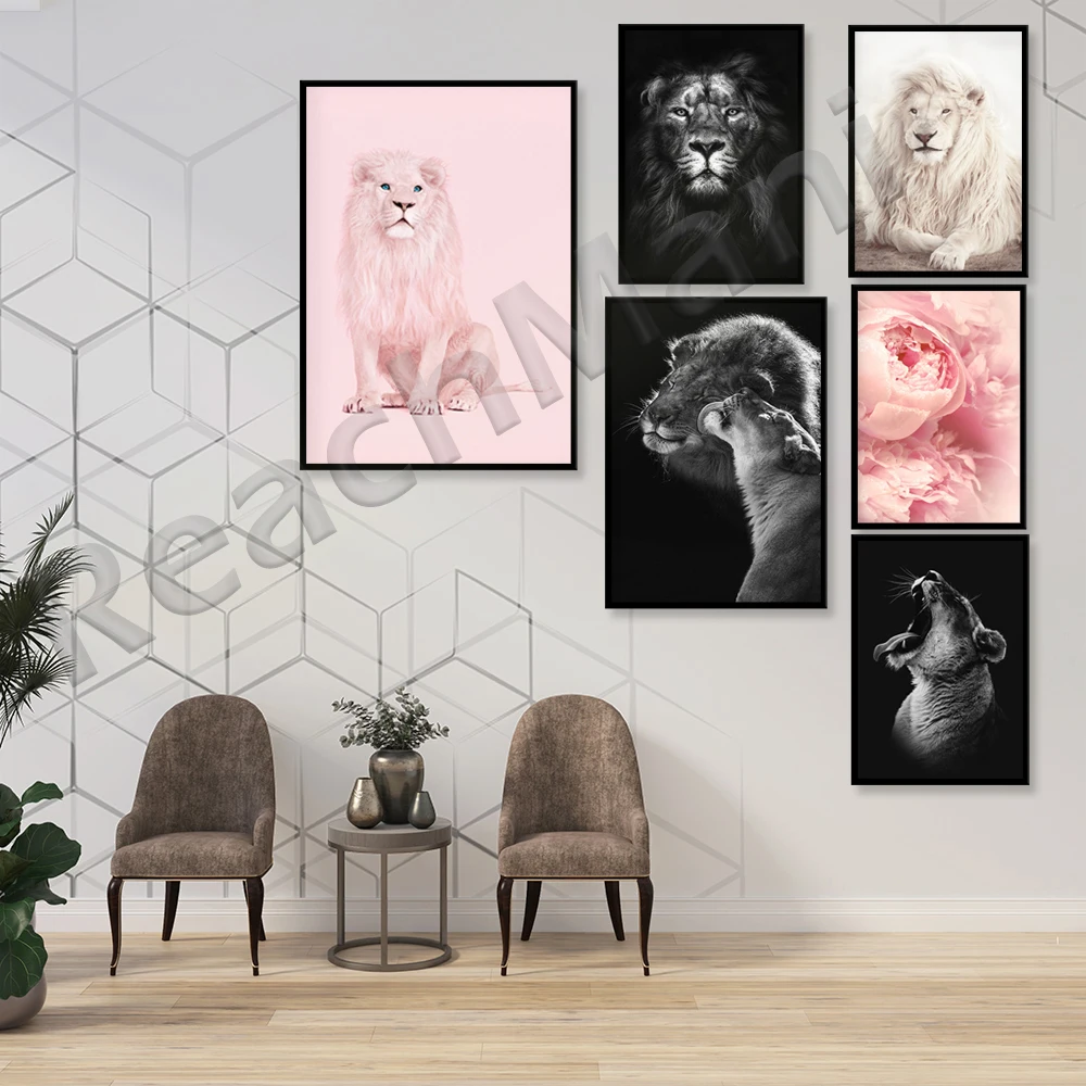 Pink Lion Print, Lion blush pink wall art, Pastel Pink Lion, King of the jungle, Candy Pink Lion, Shades of Pink Lion art